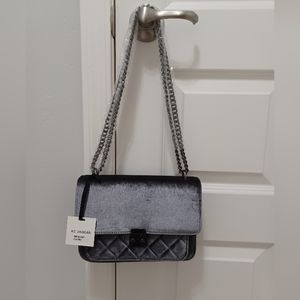 KC Jagger Silver Velvet Crossbody Purse - NEW/NWT
